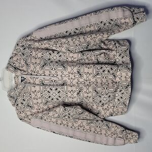 Vintage Converse hooded hoodie paisley light pink black sweatshirt sz Medium